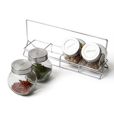 Roebenhoff 香料調味罐組, 1套, 玻璃瓶 4入 + 架子
