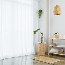 Home in Home 羊毛雪紡窗簾組, 白色