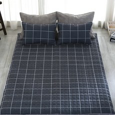 gBEDDING 格紋印花奈米纖維絎縫床單, 木炭