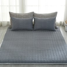 gBEDDING 格紋棉質絎縫床罩, 灰色的