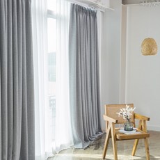 Home in Home 日常蝴蝶褶遮光窗簾組, 淺灰色