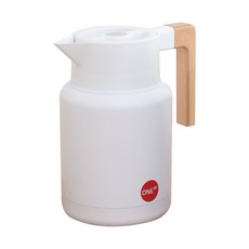 ONE+1 尖嘴304不鏽鋼保溫水壺, 1.5L, 白色奶油
