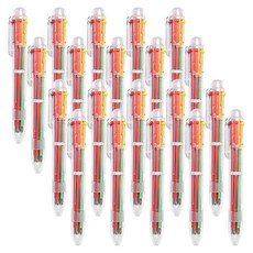 2Youngdesign 簡約透明6色原子筆 0.7mm, 黑色、紅色、橙色、綠色、藍色、紫色, 20個