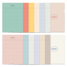 Walgadaks A4 月計畫 12頁 + L型資料夾 2入, 混合顏色, 1套