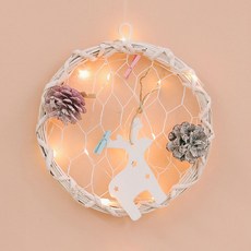 ASPASIA Pine Wonder Dream Catcher 聖誕圓牆花環 + LED 燈泡, 混色