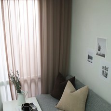 MAISONTEXTILE 光澤雪紡窗簾 2入, 淺褐色