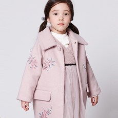 WISHKIDS 女童花卉圖案長袖大衣外套