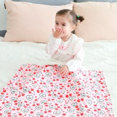 bebe chouette 仿羊毛印花超細纖維毯, 櫻桃愛心款