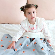 bebe chouette 仿羊毛印花超細纖維毯, 橘子款