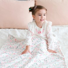 bebe chouette 仿羊毛印花超細纖維毯, 花朵款 粉色