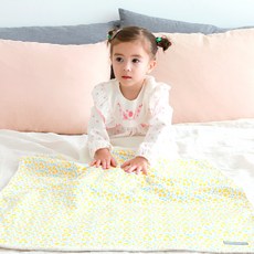 bebe chouette 仿羊毛印花超細纖維毯, 蜂蜜檸檬款