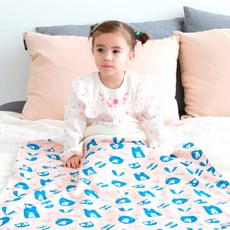 bebe chouette 仿羊毛印花超細纖維毯, 藍色動物款