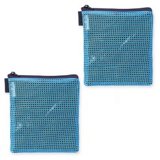 큐트에코 네임 라벨 매쉬/타포린 심플 약 파우치 2p, 스카이블루