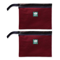 CUTE ECO 拉鍊透氣網袋 2入, 酒紅色
