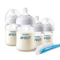 PHILIPS AVENT 新安怡 奶瓶 125ml 2入+260ml 2入+奶嘴 2入+慢速型奶嘴 2入+奶瓶刷, 0個月以上+1個月以上, 混色
