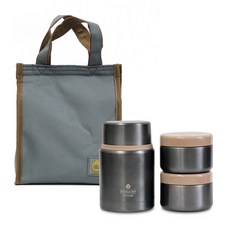 핫콤 쉐프 스텐레스 보온도시락 세트 JBL-1100, 메탈릭 그레이, 1세트