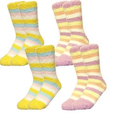 孕婦長款睡襪組 紫色 2雙+黃色 2雙, 1組