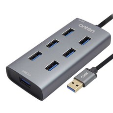 onten 歐騰 Coms 無電源 USB 3.0 7埠集線器 FW698, 灰色