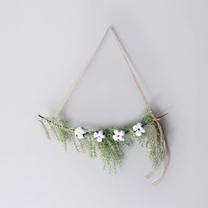 BLOOMING&ME 棉質彈簧 Gary Drop Garland Swag Wreath, 白色的