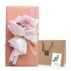 Pepero巧克力棒花束禮盒組 粉紅色, 花筆+Pepero 原味 2入+Pepero 杏仁口味 2入+購物袋+留言卡, 1組