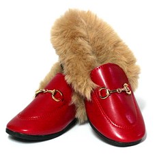 Rulushu童款Audrey絨毛平底鞋