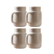 SAMHO GLASS 陶瓷把手杯 白色 SH150502, 540毫升, 4個