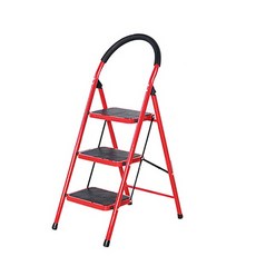 코끼리리빙 접이식 스툴 사다리 S형 3단 레드, 1개
