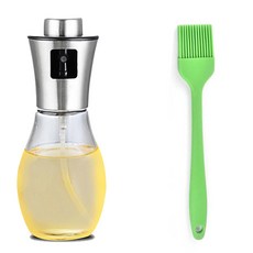 玻璃噴油瓶 200ml + 矽膠油刷 隨機出貨, 1套