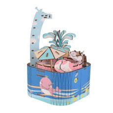 미니어처 뮤직박스 수영장 DIY 키트, 혼합 색상, 1개