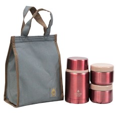 Hotcom Chef 不銹鋼保溫飯盒套組 0.5L JBL-1100, 金屬紅, 1組