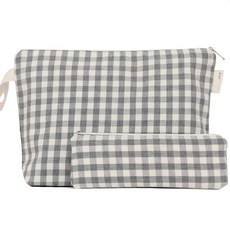 세맘스 식판 파우치 + 수저 파우치 세트, 멜란지그레이체크