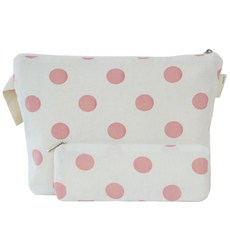 SEMOMS 餐盤收納袋+餐具收納袋組, 粉色圓點款