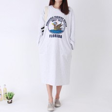 孕婦印花長袖連身裙