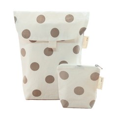 SEMOMS 印花尿布收納包+迷你包, 棕色 圓點款