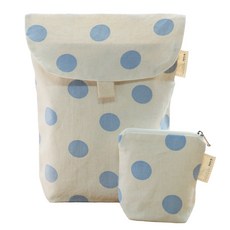 SEMOMS 印花尿布收納包+迷你包, 藍色 圓點款