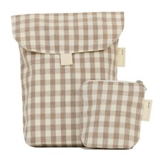 SEMOMS 印花尿布收納包+迷你包, 棕色 格紋款