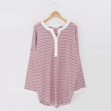 Mom's Sketch V領條紋拼色長袖上衣