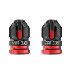 카템 알루미늄 투톤 타이어 밸브캡, 2개, 블랙 + 레드