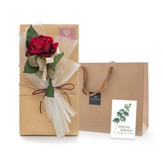 Pepero玫瑰筆禮盒組 紅玫瑰款, 花朵造型筆+Pepero 4入+留言卡+購物袋, 1組