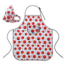 bebenew 寶寶防水圍裙+兜帽+雙層防水袋, 番茄