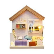 迷你單人小屋 藍色臥室 DIY套件, 混合顏色