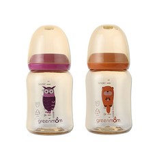 greenmom PPSU奶瓶 150ml 2入, 無奶嘴, Eagle Owl+Sea Otter, 150毫升