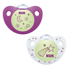 NUK Night&Day安撫奶嘴, 第1階段(0~6個月), 紫色, 2個