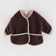 孩童拼色毛絨外套