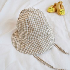 孩童格紋遮陽帽