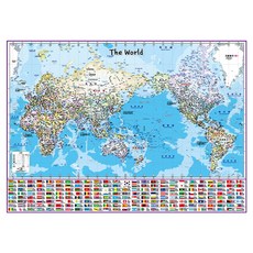 Jido.com 世界行政學習地圖 萬國旗 護貝款 110 x 78 cm + 韓國全圖, 1套
