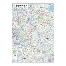 地圖.com 忠清北道全圖 覆膜型 78 x 110 cm + 全國行政道路地圖, 1套