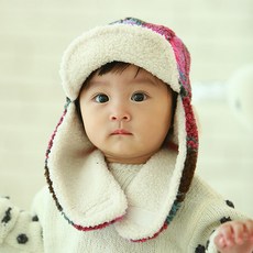 MUXUE 嬰兒毛絨格紋飛行帽