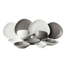 ERATO Pebble 2人碗盤組 14p, 灰色,&白色, 碗 2種 4入 + 盤子 2種 4入 + 小菜碟 3種 6入, 14個