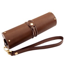 皮革圓筒收納盒, 棕色的, 1個